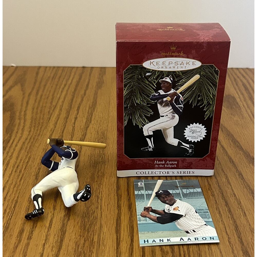 Hallmark Keepsake Hank Aaron Christmas Ornament 1997 with exclusive Trading Card